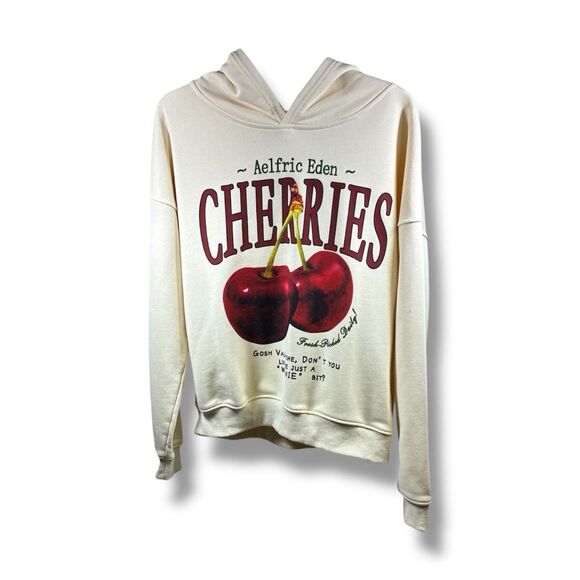 Aelfric Eden Tops - Aelfric Eden Cherry Hooded Sweatshirt in Cream Size S